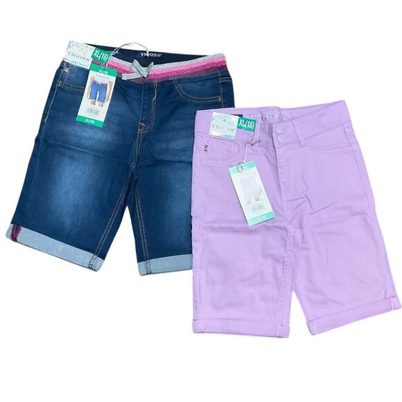 Vigoss Girls Shorts Bermuda Cuff Pull on Blue Purple Size XL NWT - Picture 1 of 7